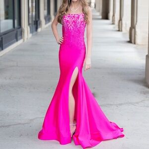 Amarra Hot Pink Sparkle Prom Dress